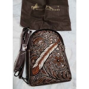 Montana West Embroidered Feather Cut- Out Floral Sling Bag